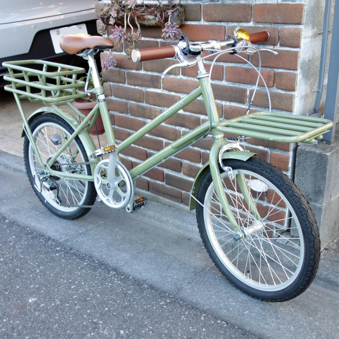美品 自転車 20インチ ミニベロ 6段変速 WACHSEN ROKE グリーン