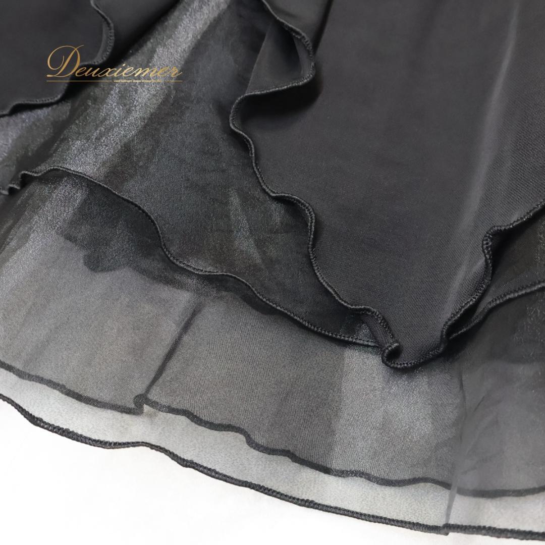 【社交ダンス衣装】ブラック トップス スカート 上下セット ラインストーン