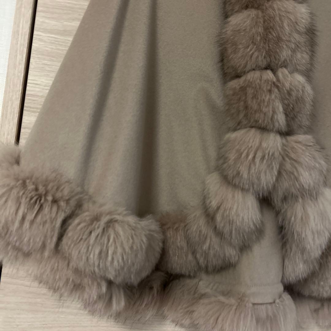 SAGA FURS カシミヤ100% ポンチョ マント ブルーフォックス