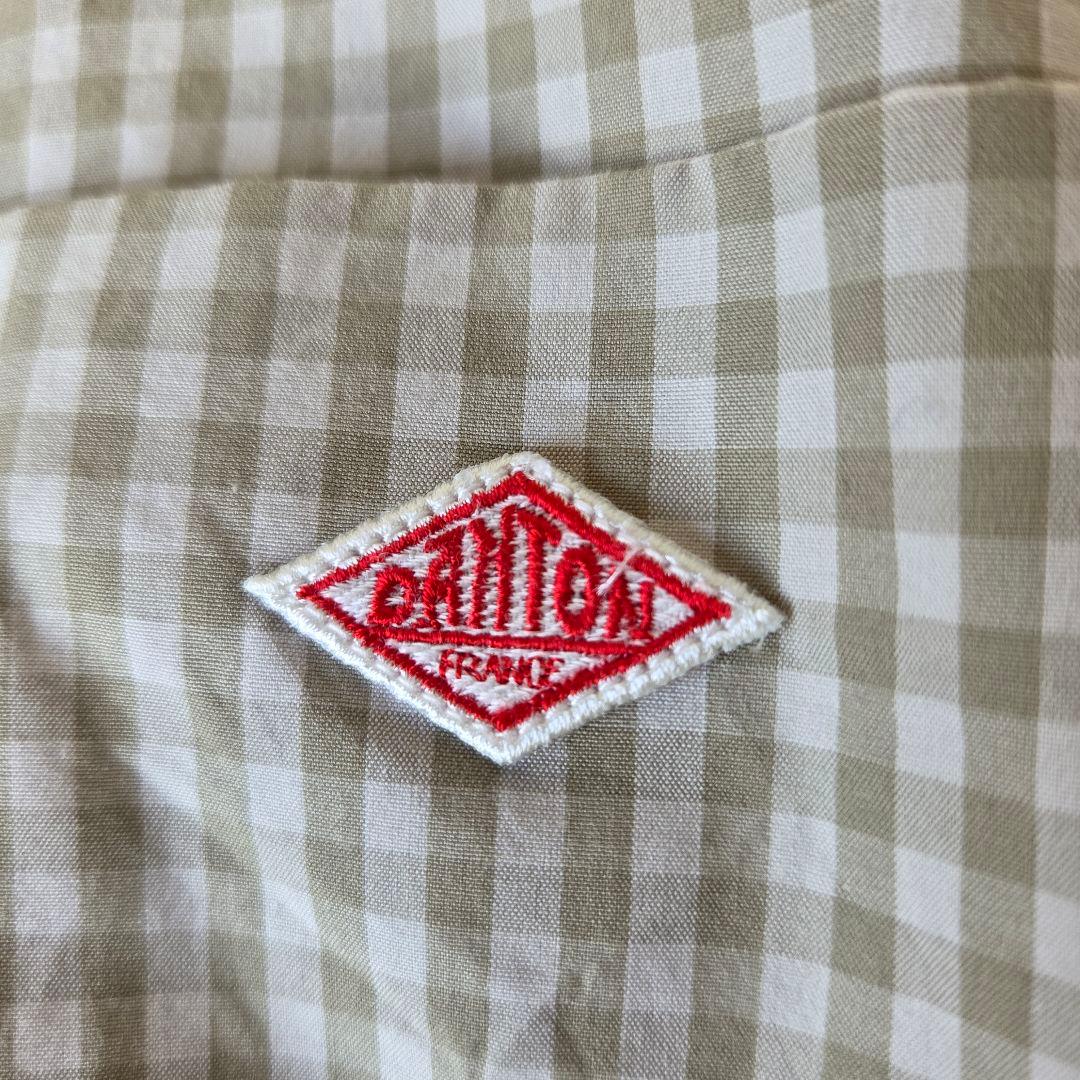 DANTON コットンポプリン ギンガムチェック長袖シャツワンピース カーキ38