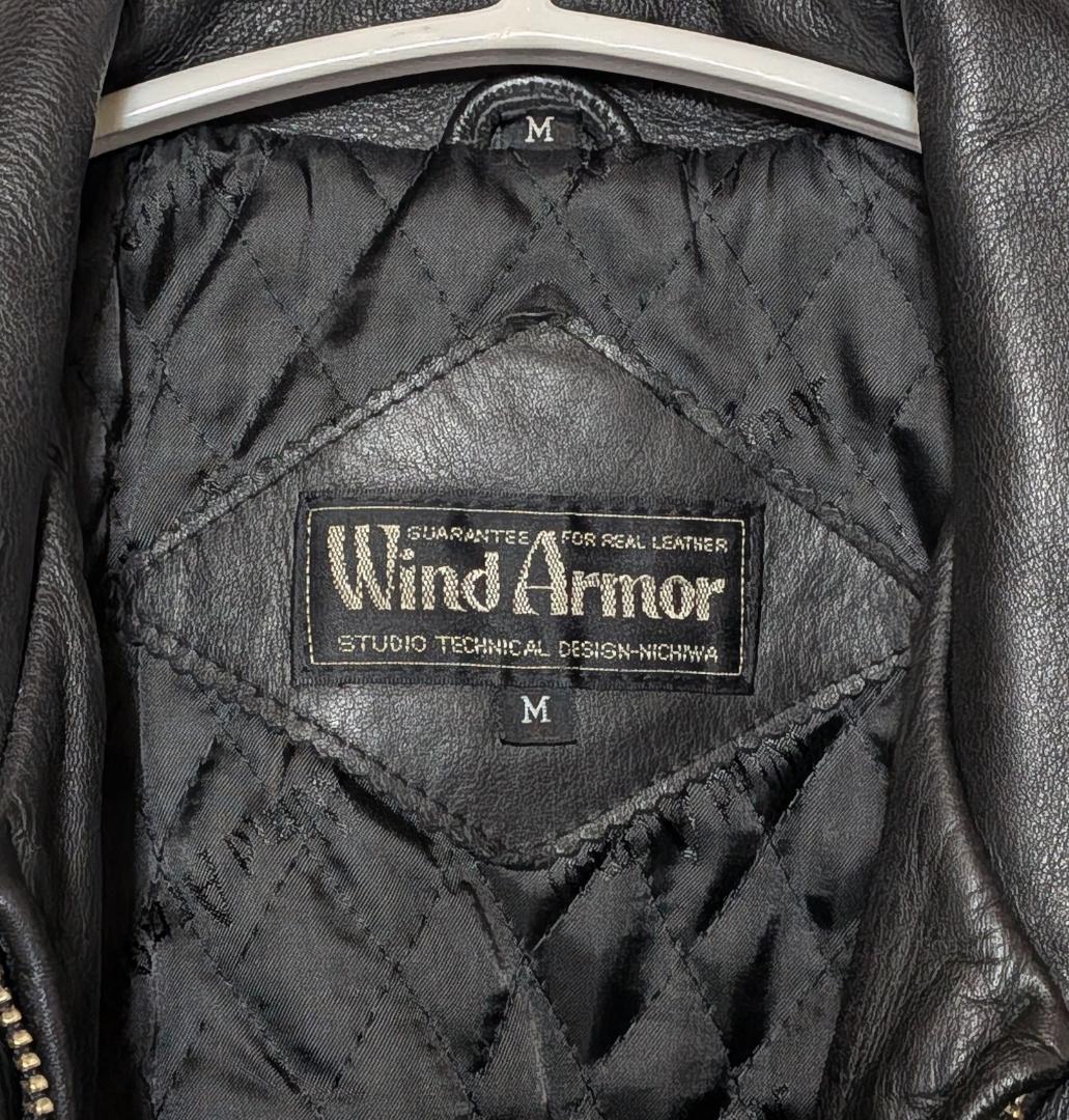 美品　WIND ARMOR　レザーライダースジャケット　ブラック　M