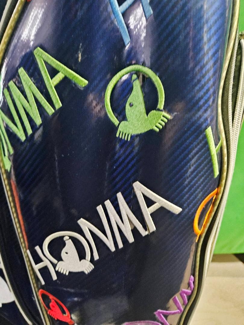 送料無料／お買い得　HONMA 高級エナメル キャディバッグ総刺繡BLUE