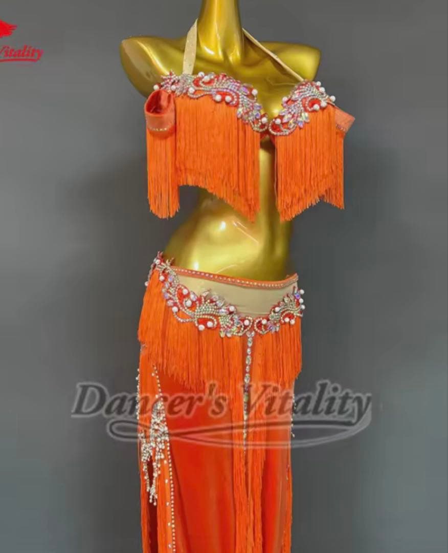 【新品・未使用】ベリーダンス衣装　オレンジ
