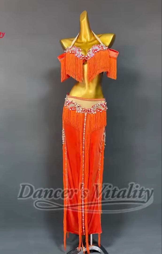 【新品・未使用】ベリーダンス衣装　オレンジ