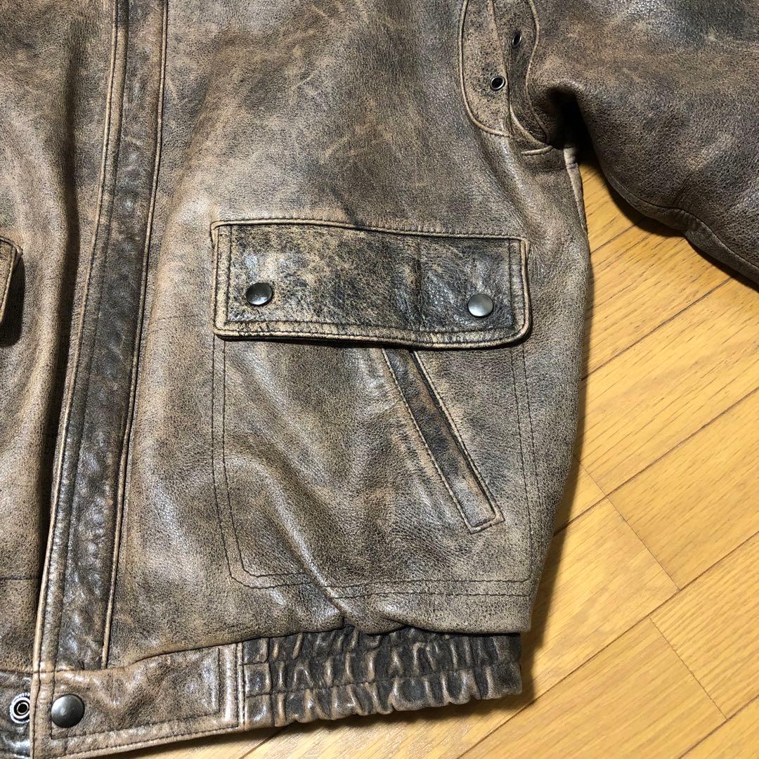 牛革 ブラウン レザージャケット Lサイズ A2 G1