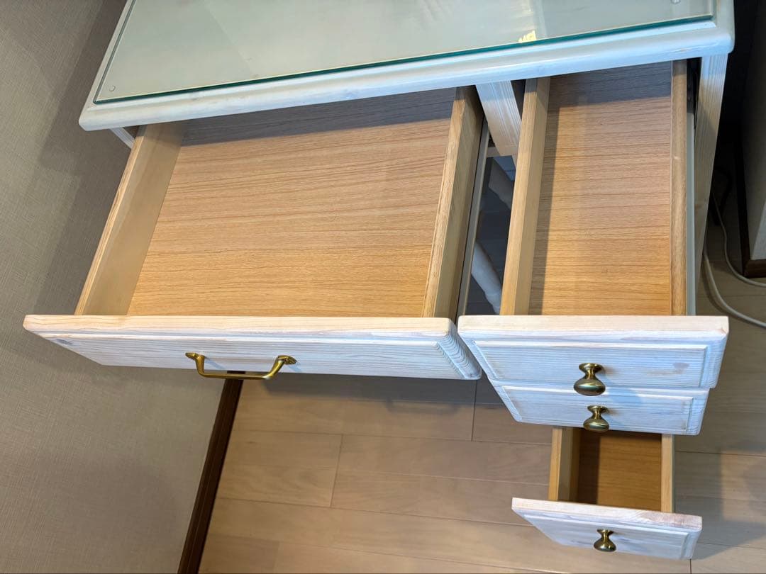 【本体】アンティーク ドレッサー 化粧台 大容量 可愛い ブルー 姫系 ロココ