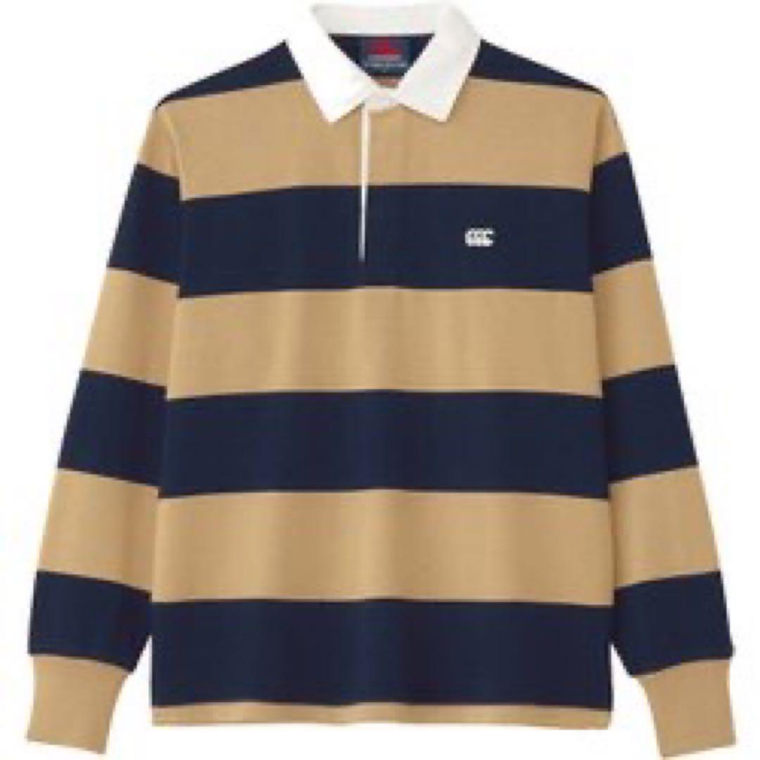 新品Canterbury カンタベリー ラグビーシャツ カーキx紺34サイズXL