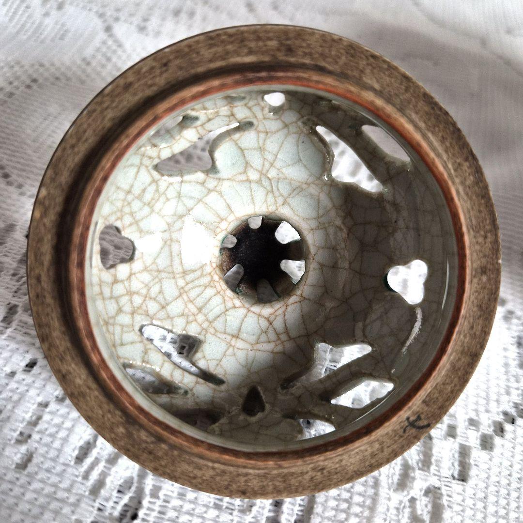 【九谷焼】三つ足香炉　角に福