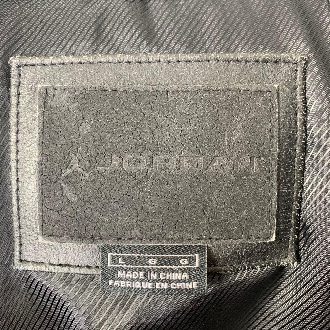 00s JORDAN レザージャケット L 刺繍ロゴ 海外限定 エルボー ジップ