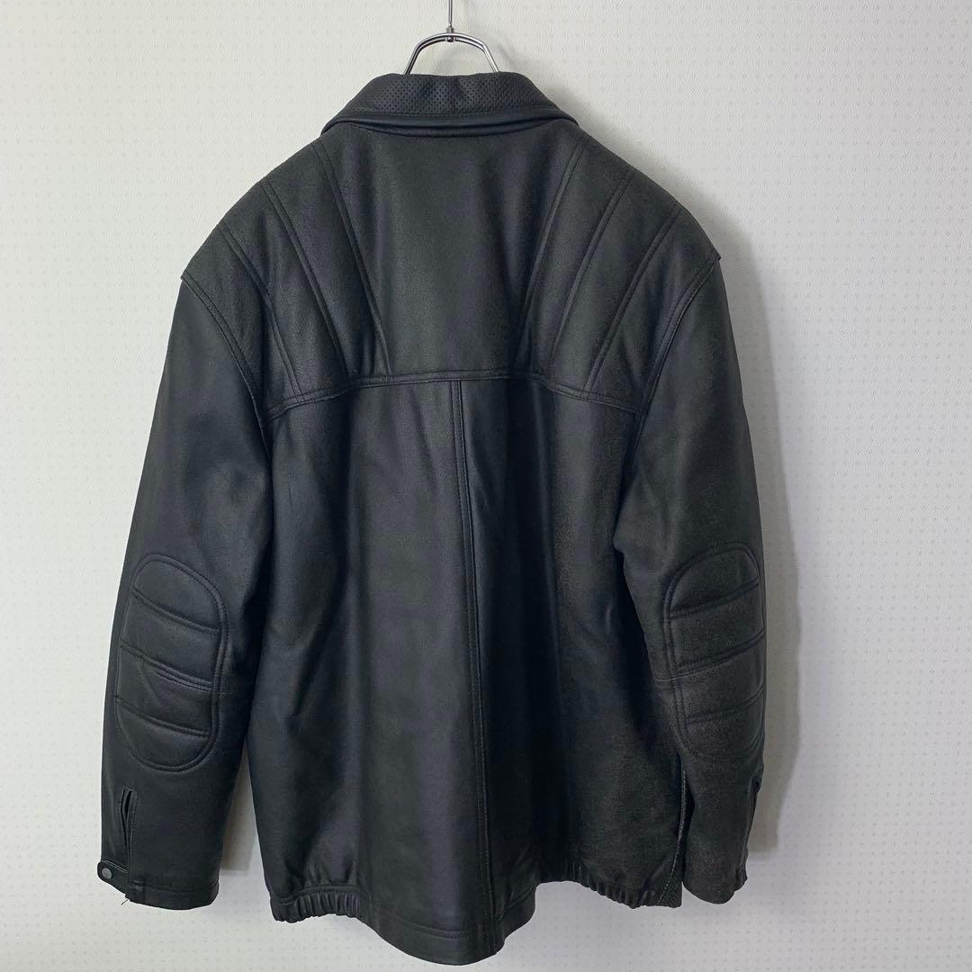 00s JORDAN レザージャケット L 刺繍ロゴ 海外限定 エルボー ジップ