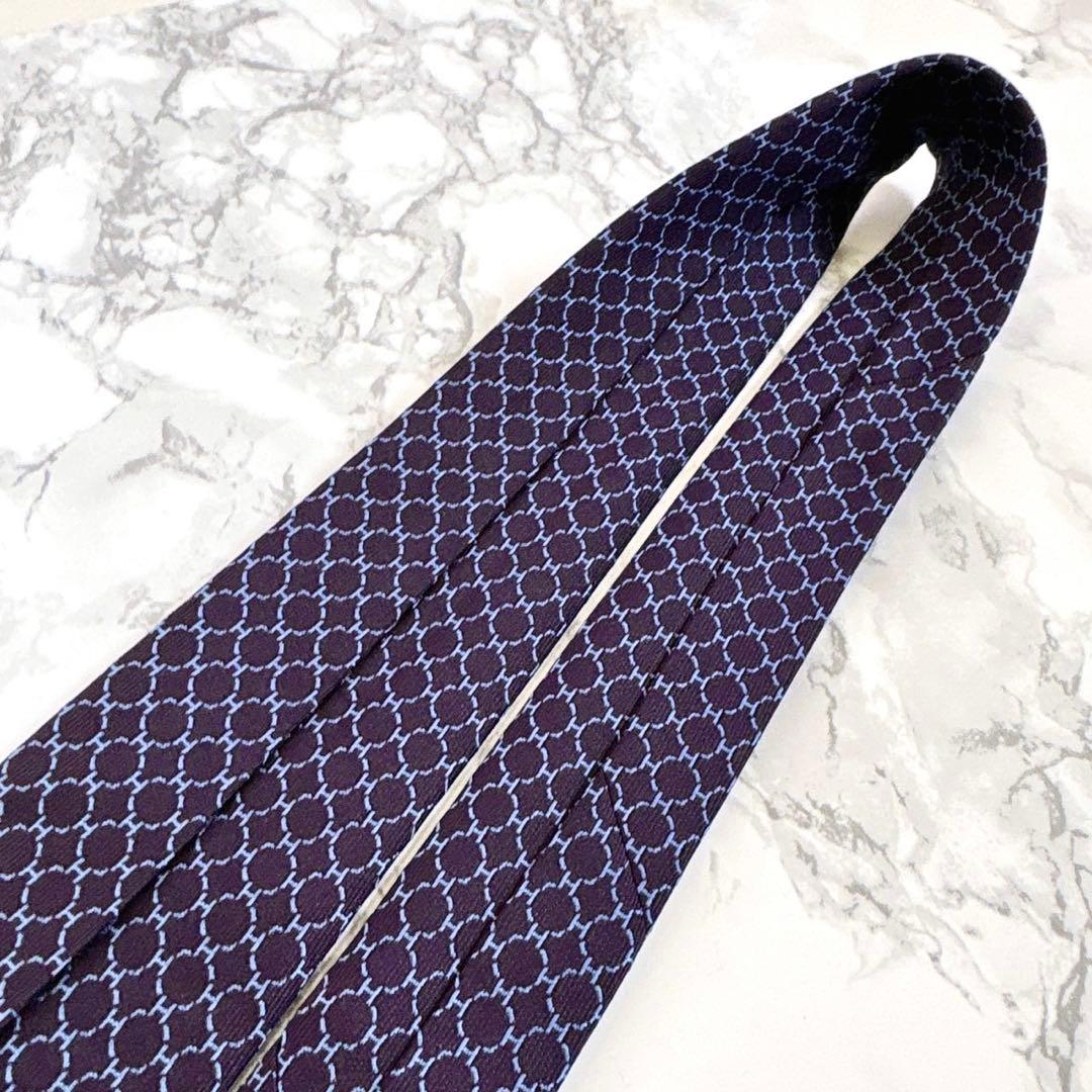 ✨未使用タグ付き✨HERMES ファソネ対抗H柄 ジャガード　パープル　ネクタイ