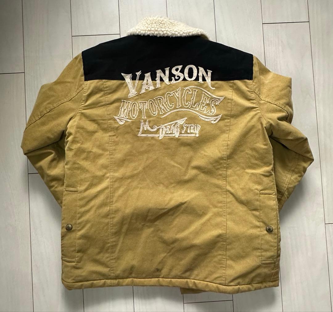 Vanson ボア襟ジャケット ベージュ/黒