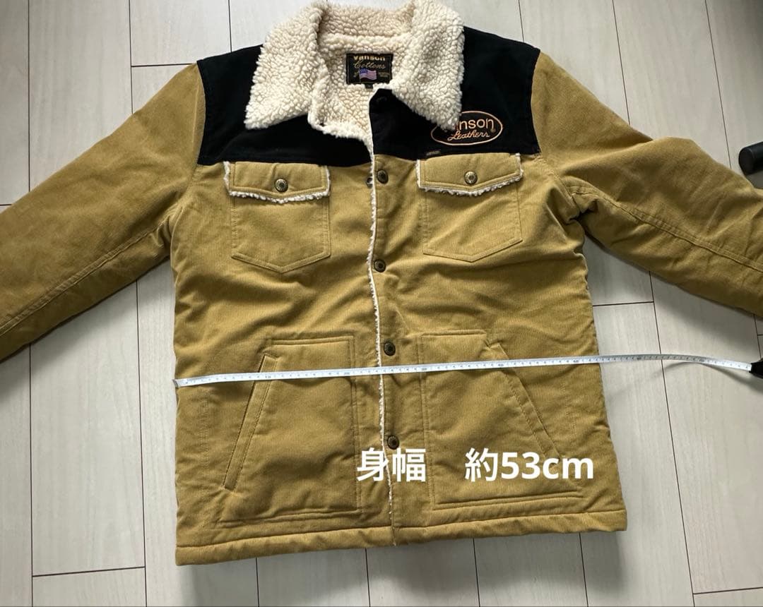 Vanson ボア襟ジャケット ベージュ/黒