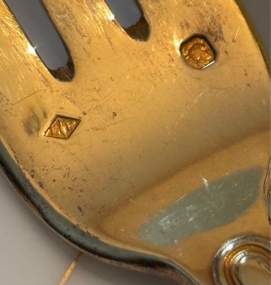 フランス ピュイフォルカ／純銀 ヴェルメイユ／ナイフ＆フォーク １セット（A）