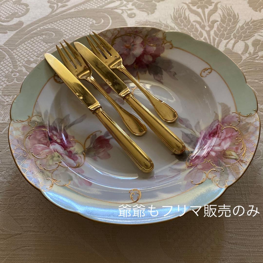 フランス ピュイフォルカ／純銀 ヴェルメイユ／ナイフ＆フォーク １セット（A）