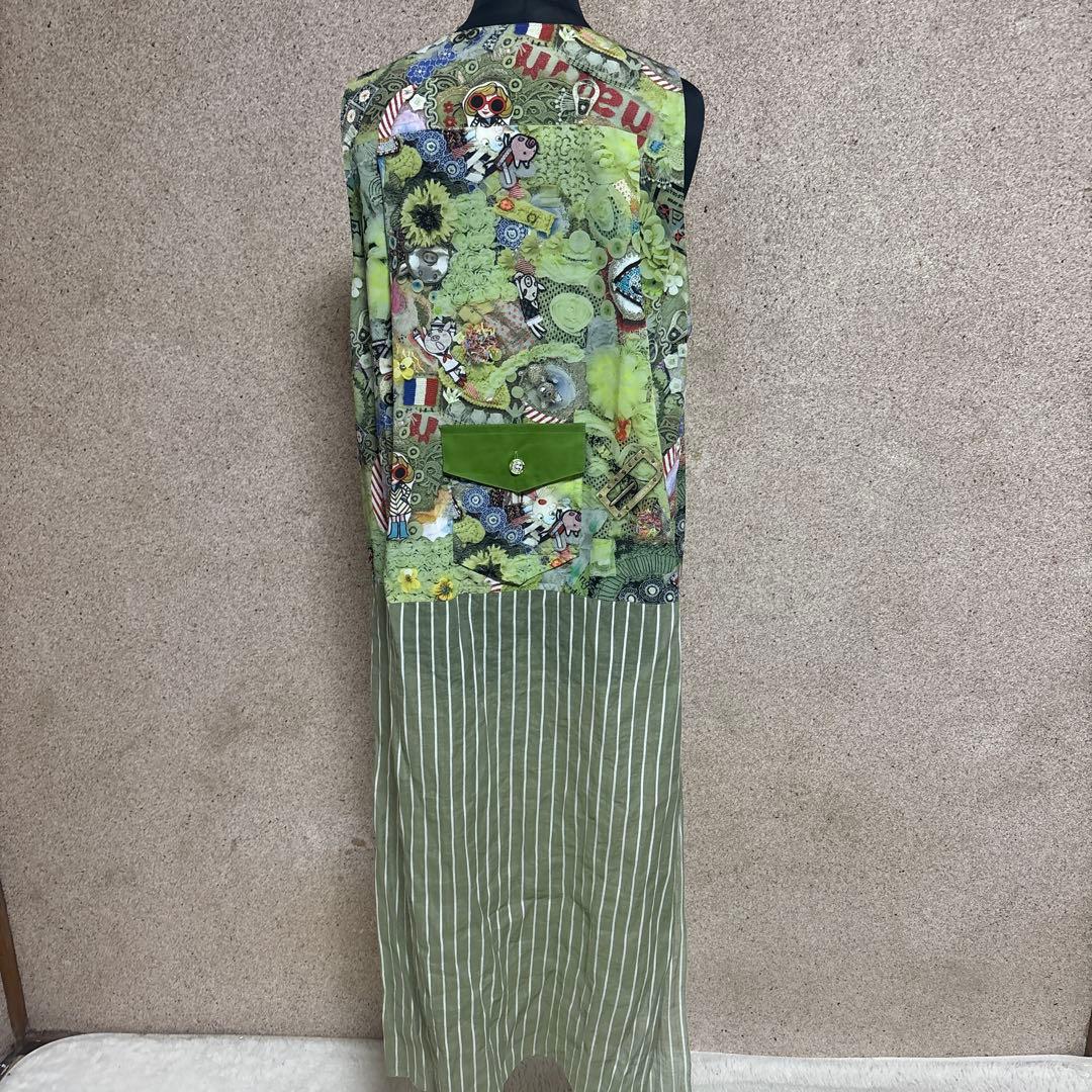 【新品タグ付】アルベロベロ ぶたさんコラージュワンピース M グリーン 日本製