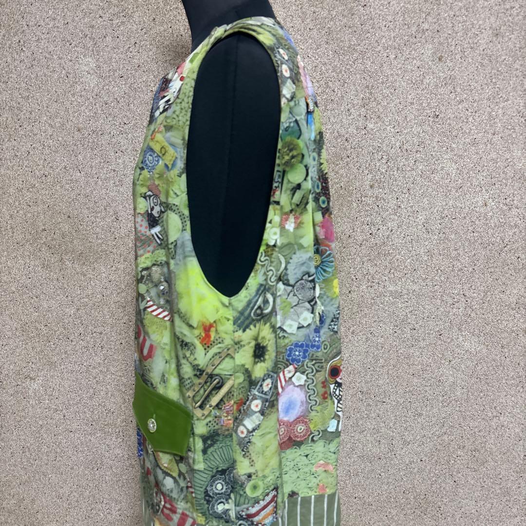 【新品タグ付】アルベロベロ ぶたさんコラージュワンピース M グリーン 日本製