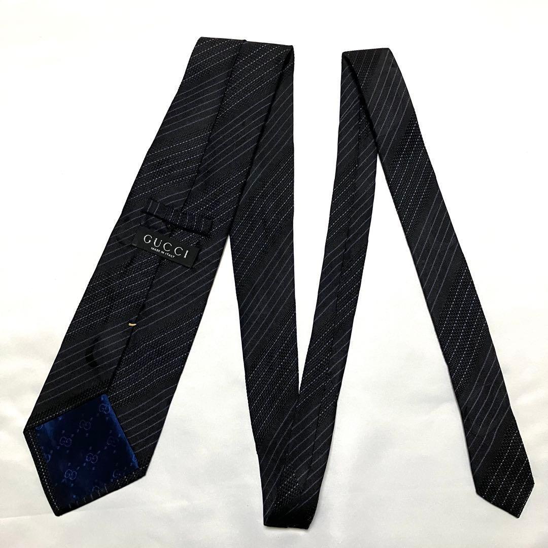 良品 GUCCI グッチ ネクタイ G柄 ジャガード シルク100% ブラック