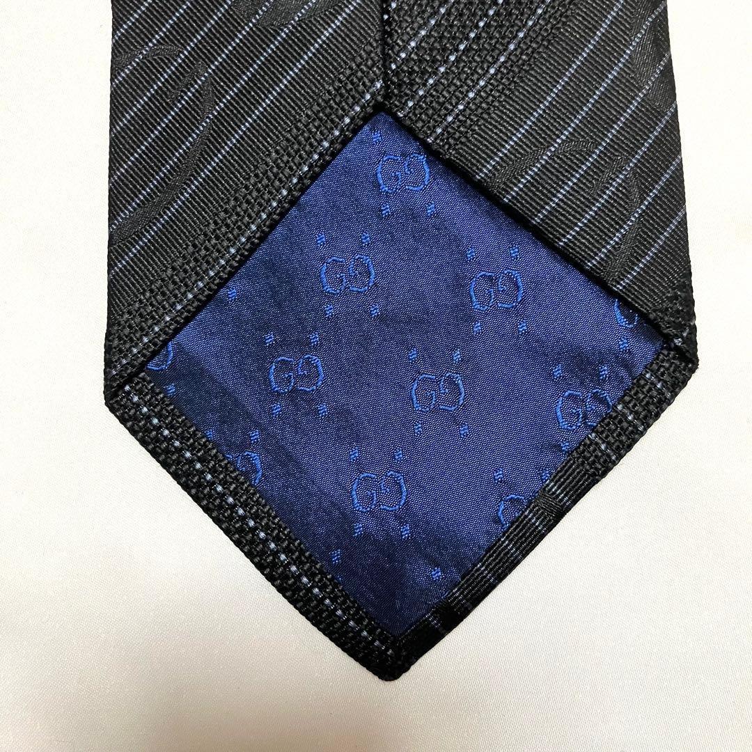 良品 GUCCI グッチ ネクタイ G柄 ジャガード シルク100% ブラック
