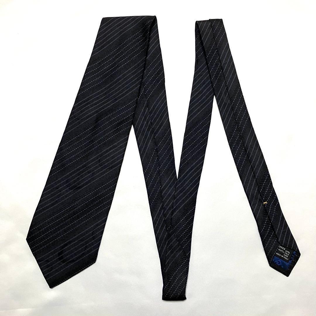 良品 GUCCI グッチ ネクタイ G柄 ジャガード シルク100% ブラック