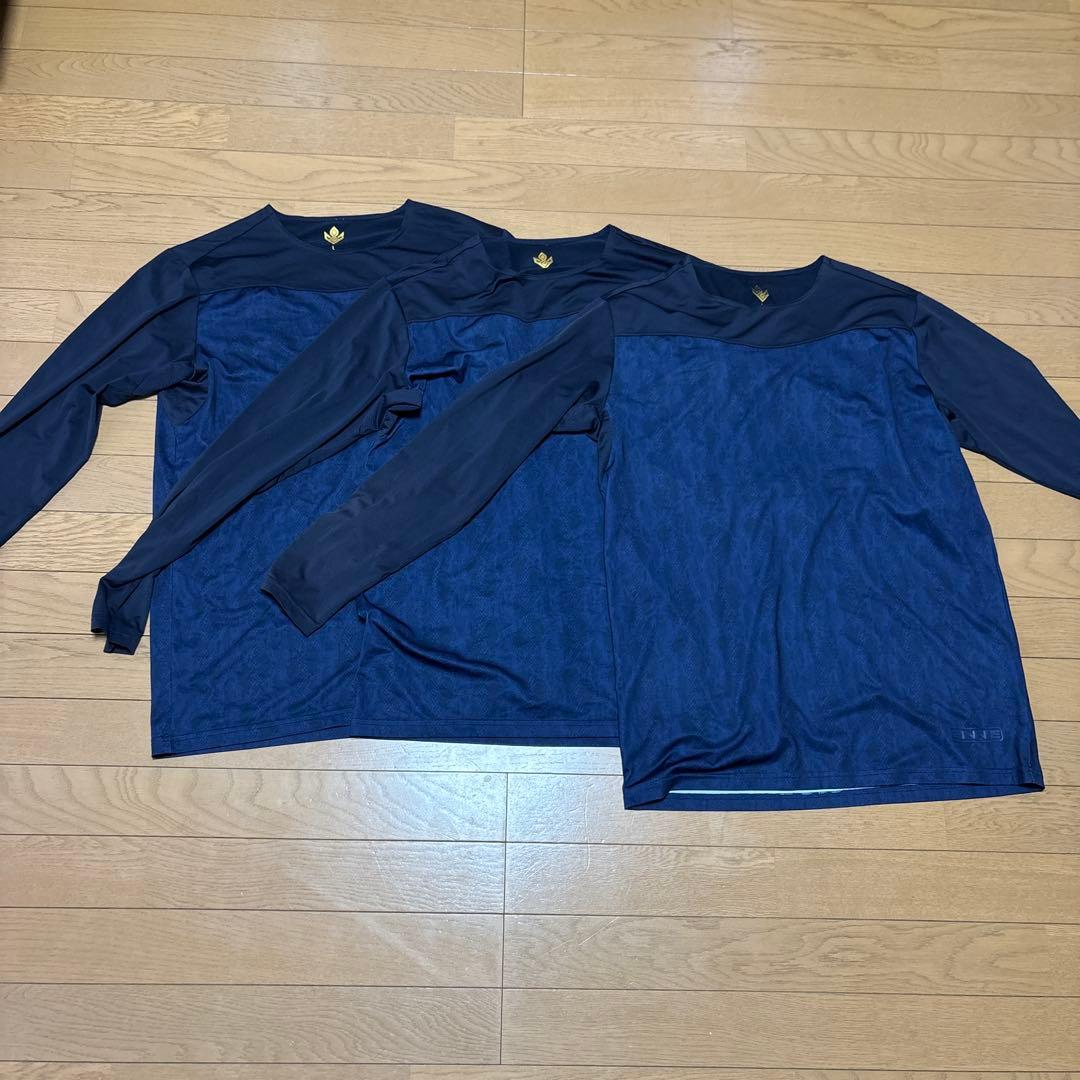 ネイビー 長袖 アンダーシャツ L　×3