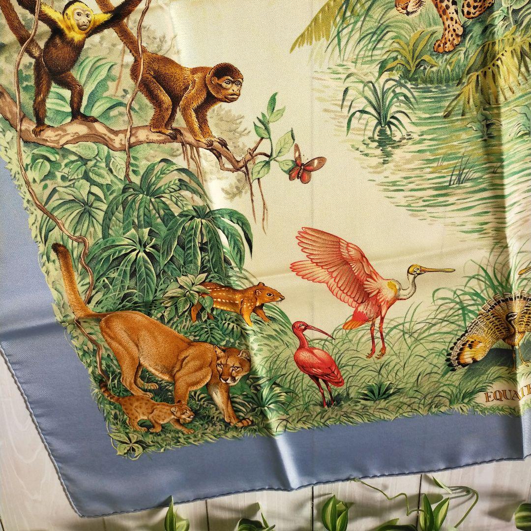 HERMES カレ90　EQUATEUR 赤道直下　ライトブルー