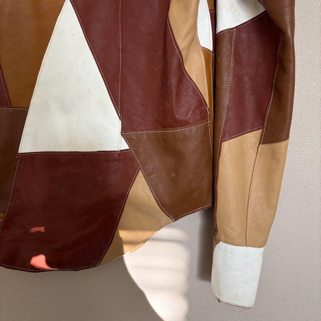 DOLCE&GABBAN パッチワーク　レザージャケット　レザーシャツ　48 M