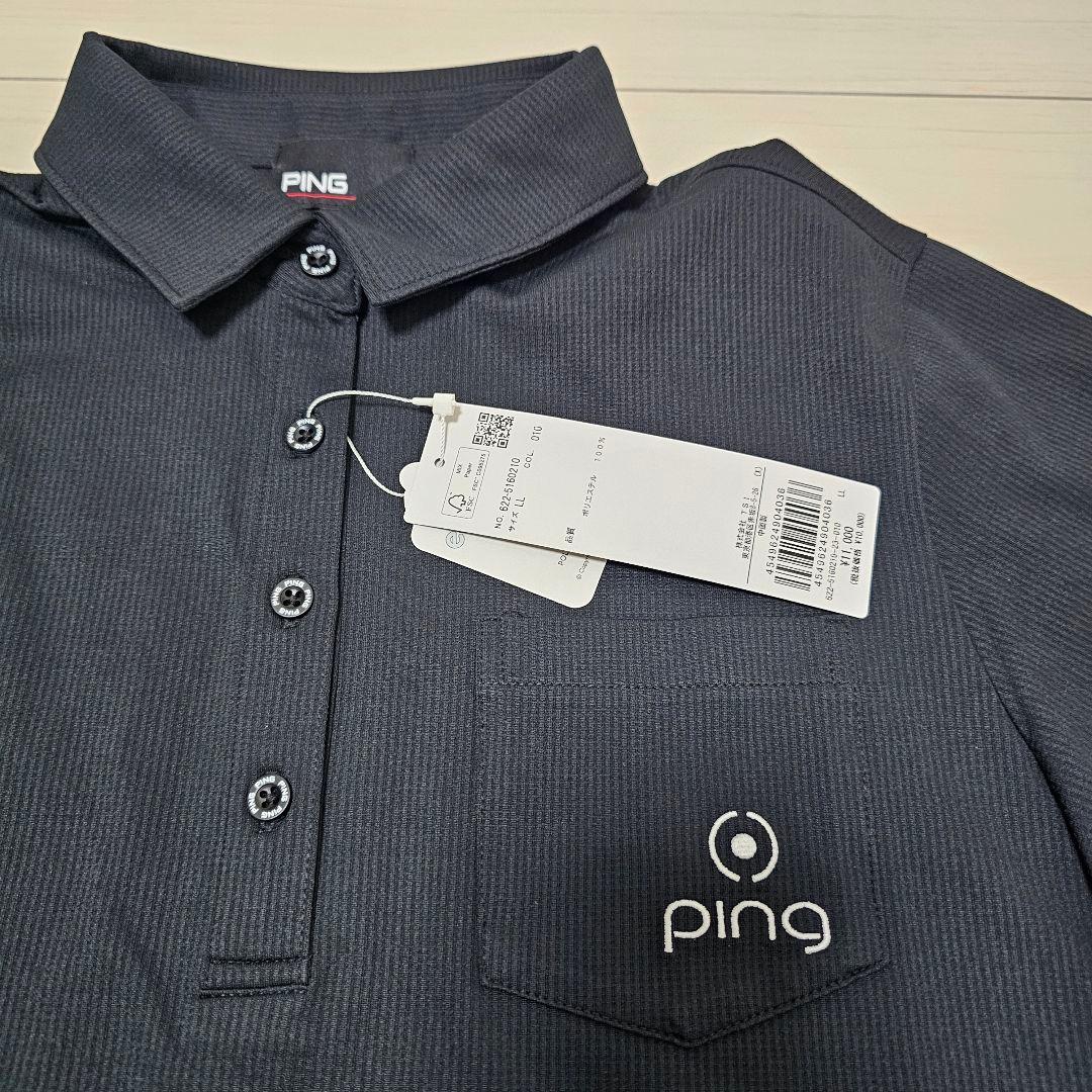 ゆったりLLサイズ❤新品 PING 黒シャツ 白パンツ 上下セット セットアップ