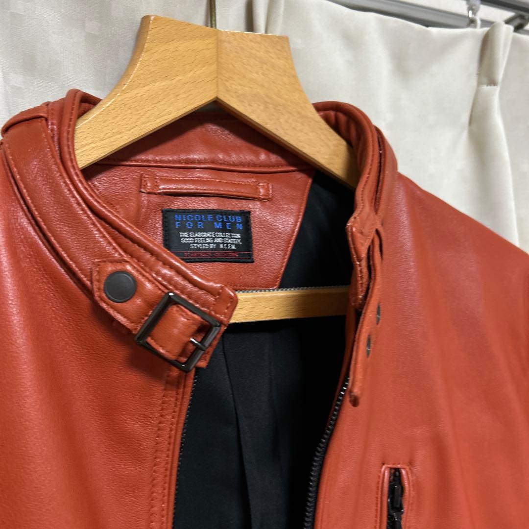 NICOLE CLUB FOR MEN ラムレザーシングルライダージャケット