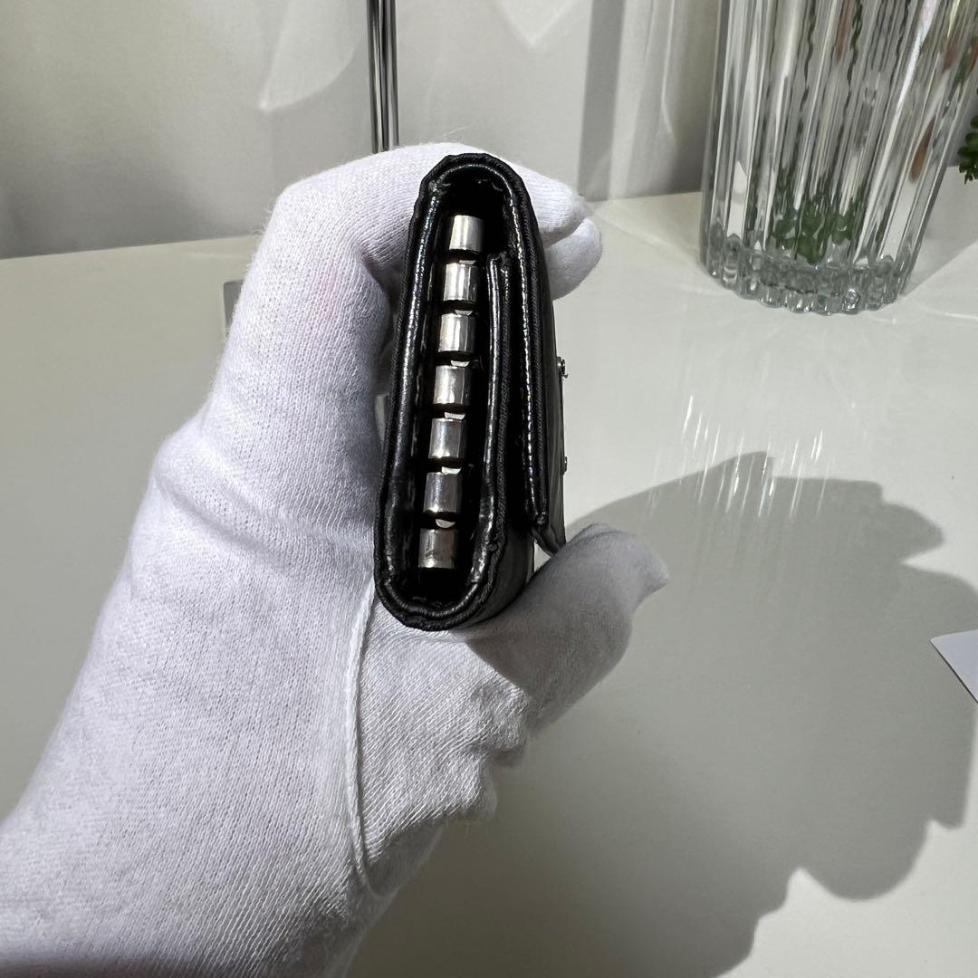 プラダ★PRADA★ブラック キーケース 三角ロゴ ナイロン サフィアーノ ６連