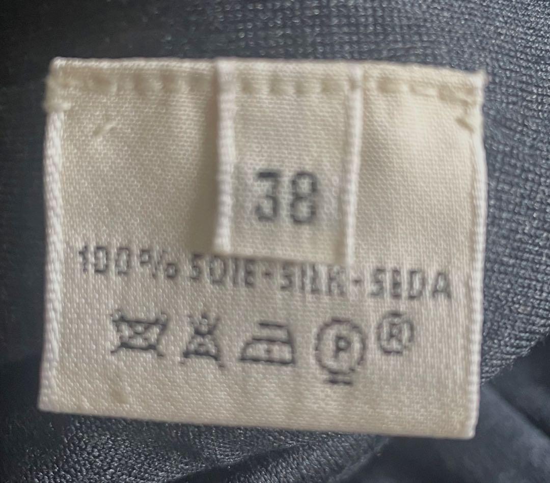 HERMESシルク100%フランス製ノースリーブ ロングワンピースダークグレー