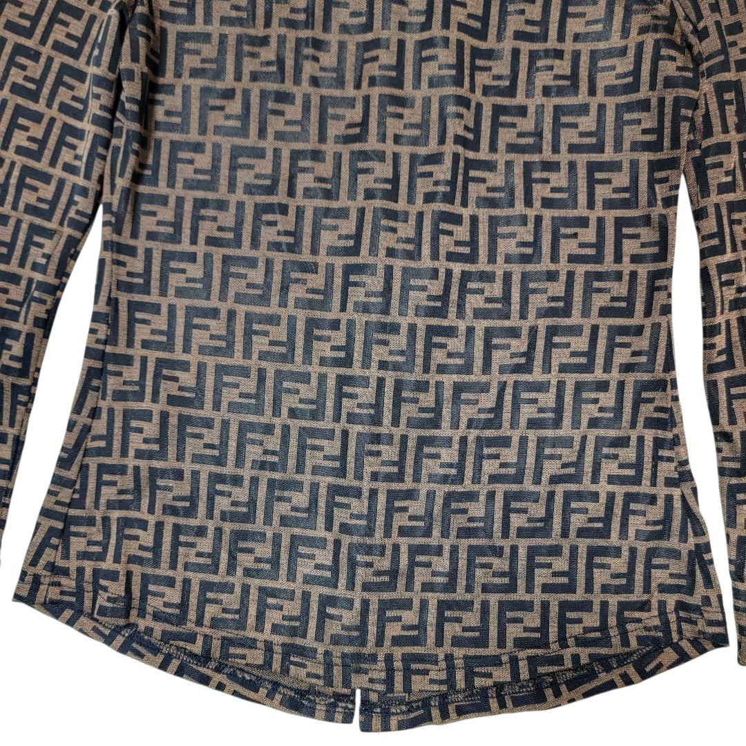 80S-90S フェンディ FENDI ズッカ柄 長袖シャツ S シアーブラウス