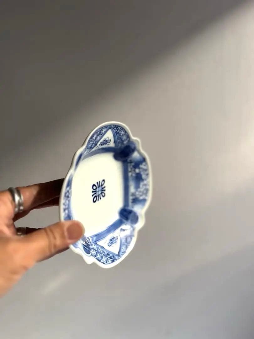 332 骨董 アンティーク 古伊万里 福寿紋変わり四方向付 2点組 染付 幕末