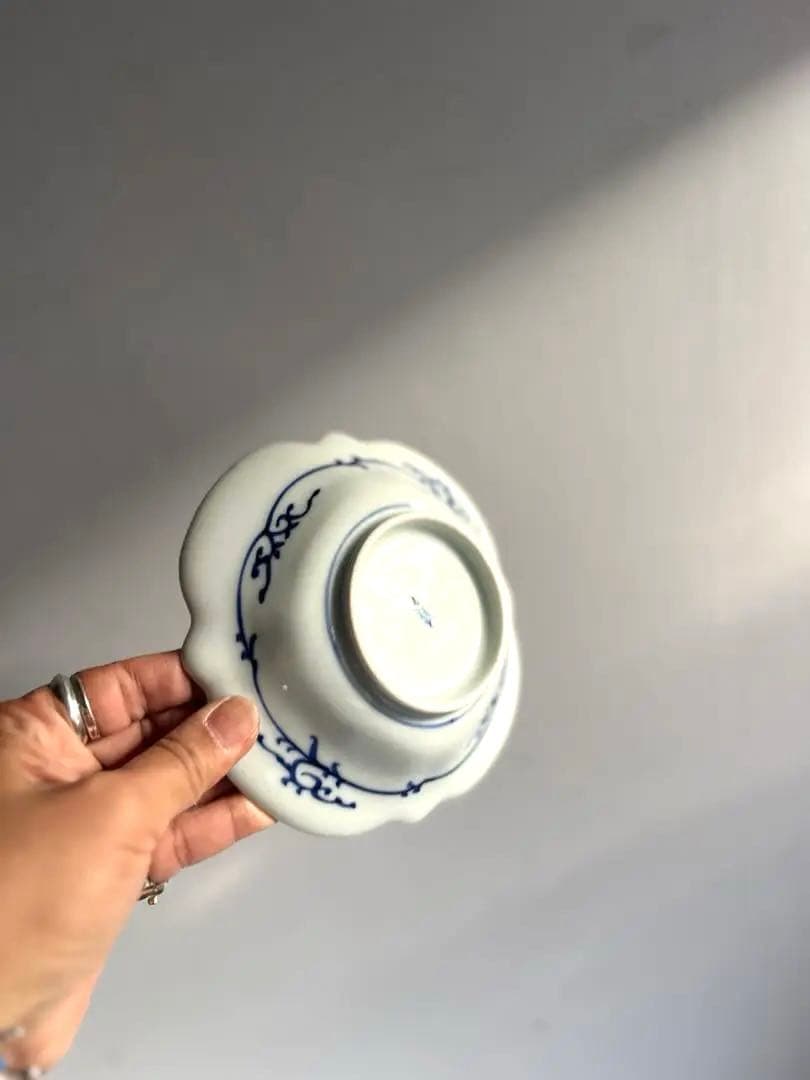 332 骨董 アンティーク 古伊万里 福寿紋変わり四方向付 2点組 染付 幕末