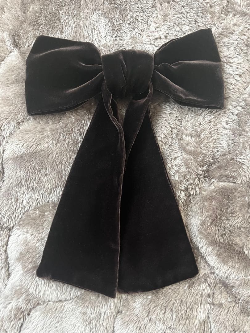 fetico VELVET BOW HAIR CLIP リボン ブラウン