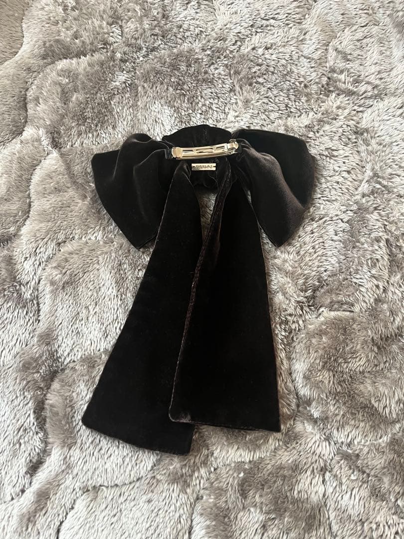 fetico VELVET BOW HAIR CLIP リボン ブラウン