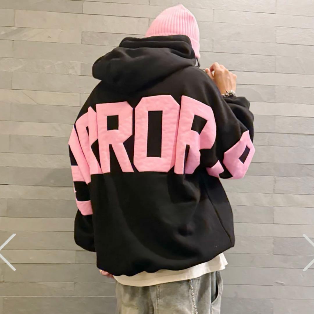 MIRROR9パーカー　ブラックピンクMLサイズ　定価22000円　早い者勝ち！