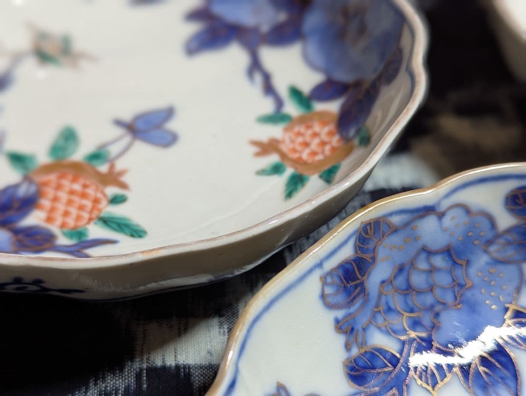 古伊万里 なます皿 柘榴蝶文膾皿 3点 骨董アンティーク