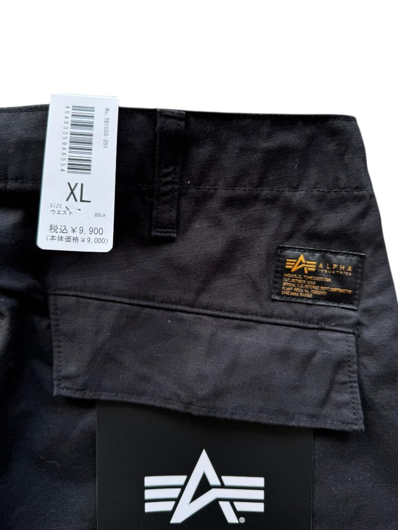 新品 ALPHA INDUSTRIES ミリタリー カーゴパンツ ブラック XL