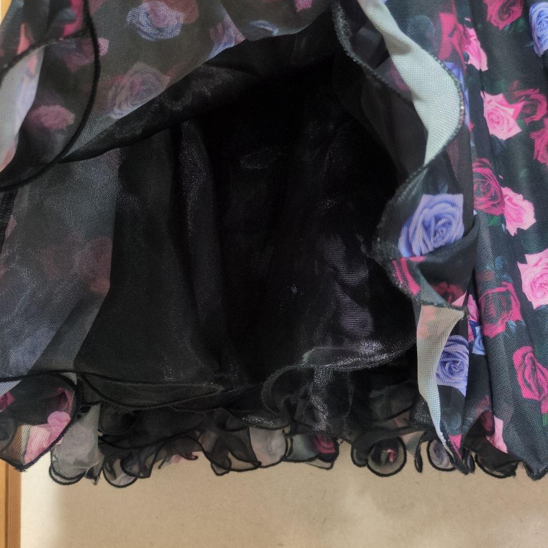 社交ダンス用ドレス 黒と花柄　セットアップ