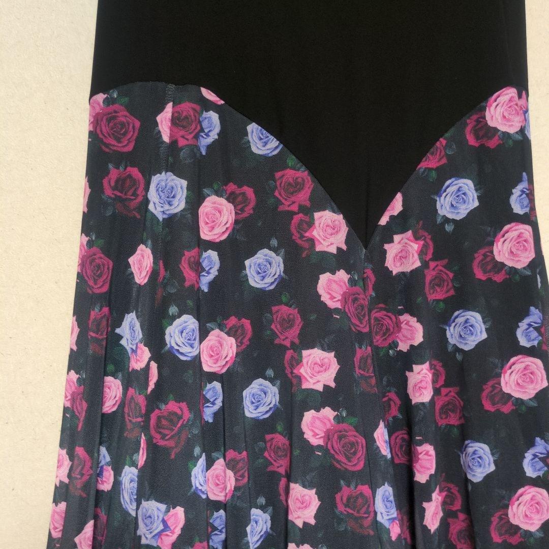 社交ダンス用ドレス 黒と花柄　セットアップ