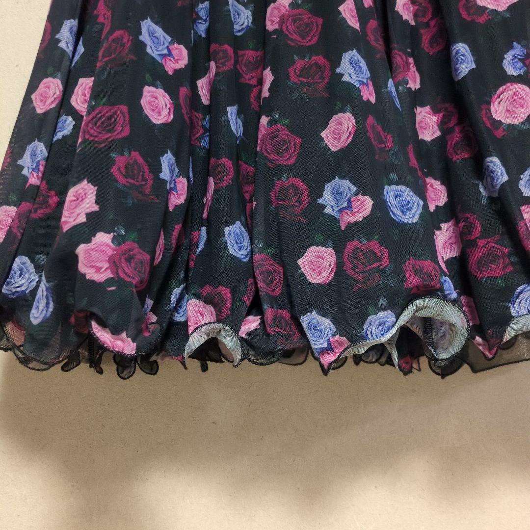 社交ダンス用ドレス 黒と花柄　セットアップ