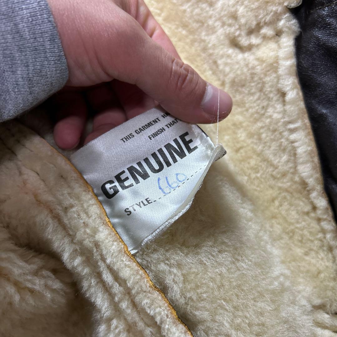 90s イギリス空軍　ムートンフライトジャケット ブラウン・ゴールド