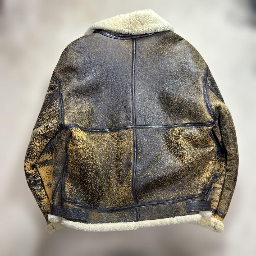 90s イギリス空軍　ムートンフライトジャケット ブラウン・ゴールド