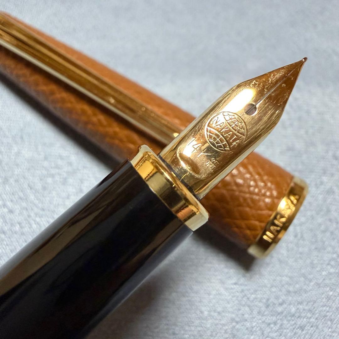 須*】様 中屋万年筆　万年筆　皮巻きモデル　ブラウン