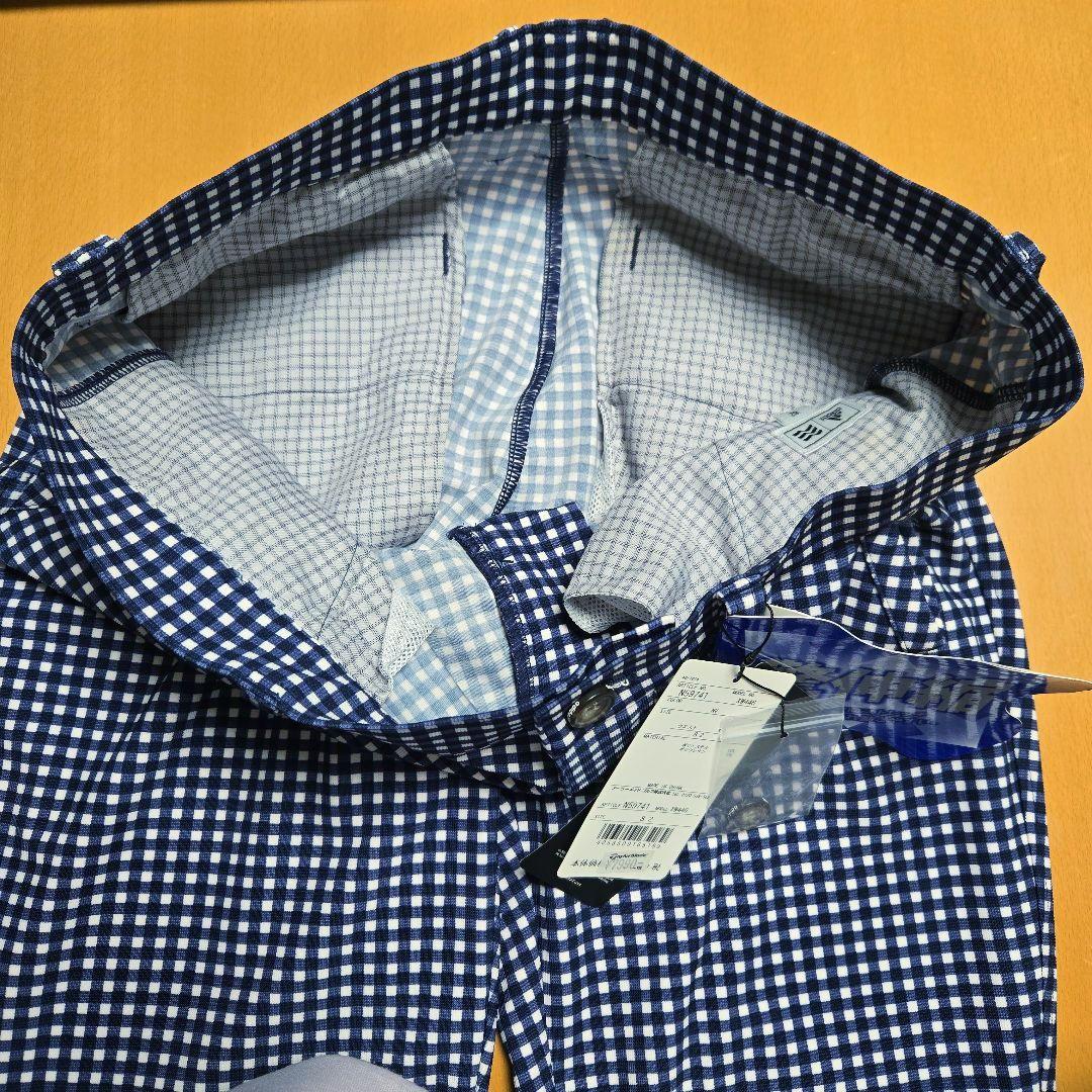 新品　adidas　ゴルフパンツ　82　ギンガムチェック　ブルー　紺　レディース