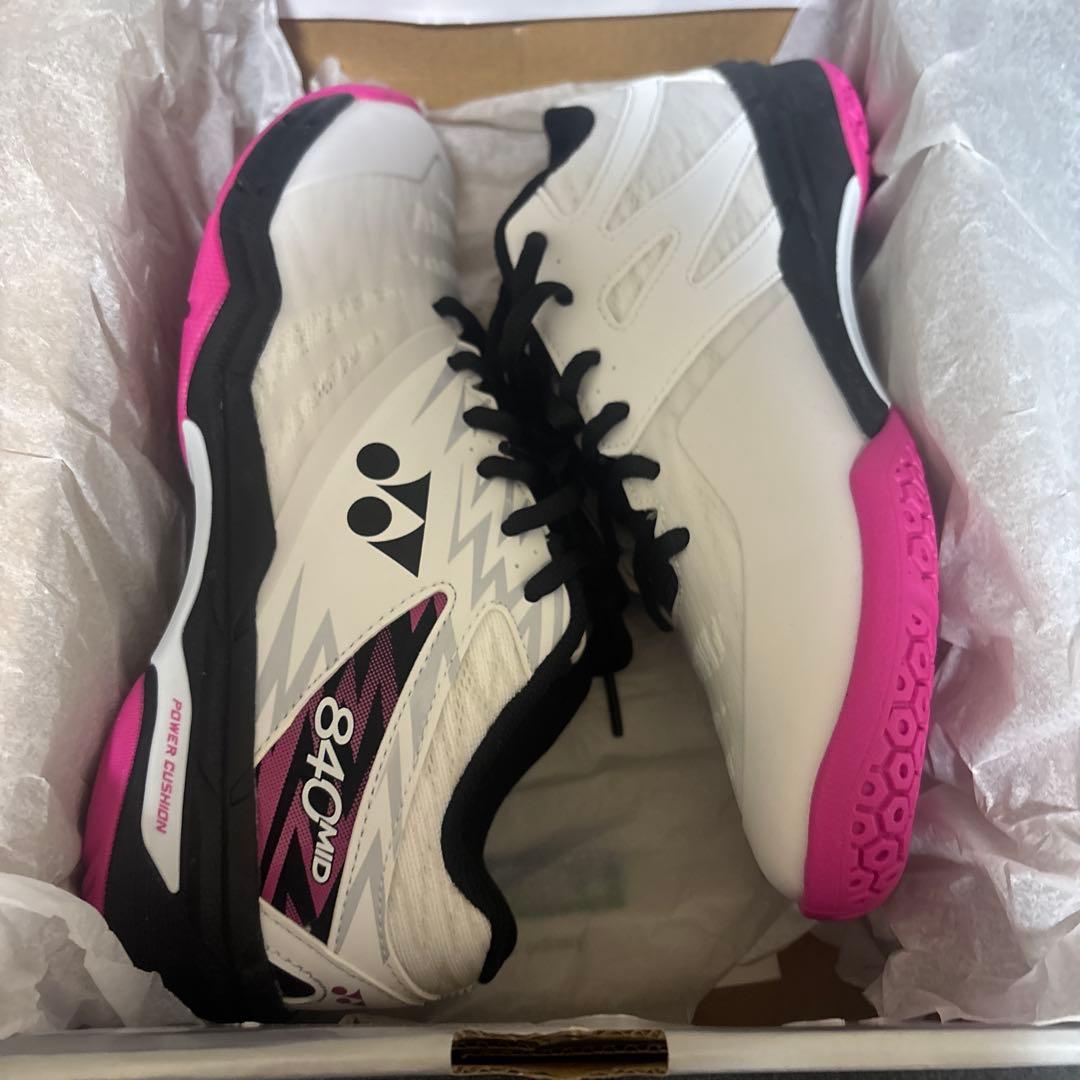 YONEX 840MD バドミントンシューズ ホワイト/ピンク25.5cm