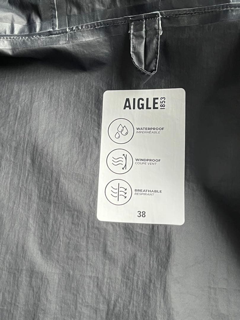 エーグルAIGLE 透湿防水パッカブルロングフーデッドジャケット　黒　ライナー