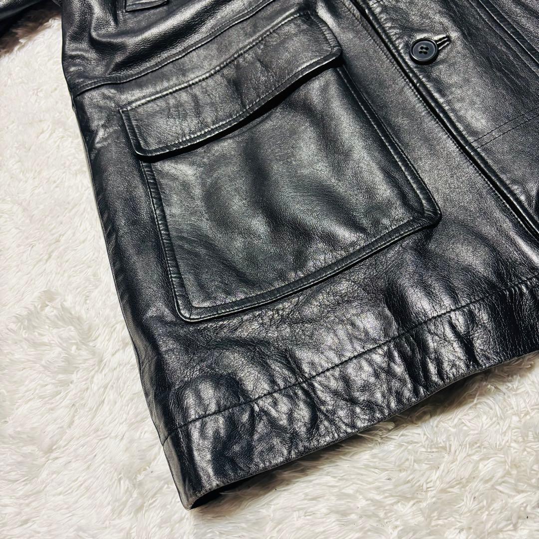 美品 ポールスミス ラムレザー ジャケット 羊革 カーコート ブラック Lサイズ