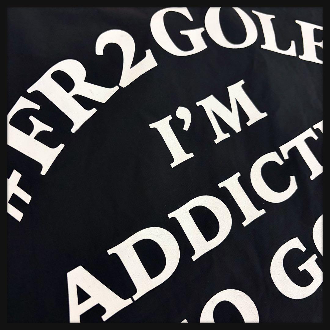 【美品】FR2 ゴルフ★刺繍ロゴ バックロゴ 半袖シャツ 開襟シャツ ブラック